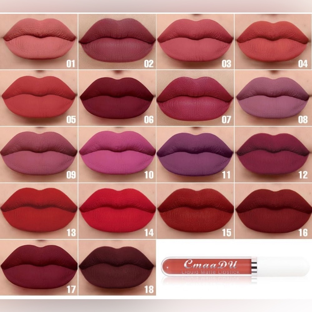 CmaaDu (3) Coral Red Liquid Matte Lipstick. 24 Hour Lips. #03 - Picture 5 of 5